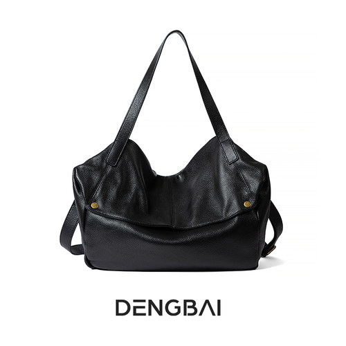 DENGBAI登白【推荐】 头层牛皮荔枝纹单肩斜挎大容量包包