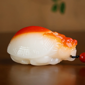 天然和田玉龙龟手把件籽料原石雕刻长寿龙头龟玉石把玩件