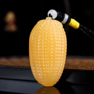 天然新疆和田玉黄玉玉米手把件硕果累累籽料原石包谷穗挂件把件