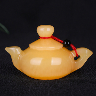 新疆和田玉黄玉玉壶手把件天然玉石把把壶手玩件小茶壶小酒壶摆件