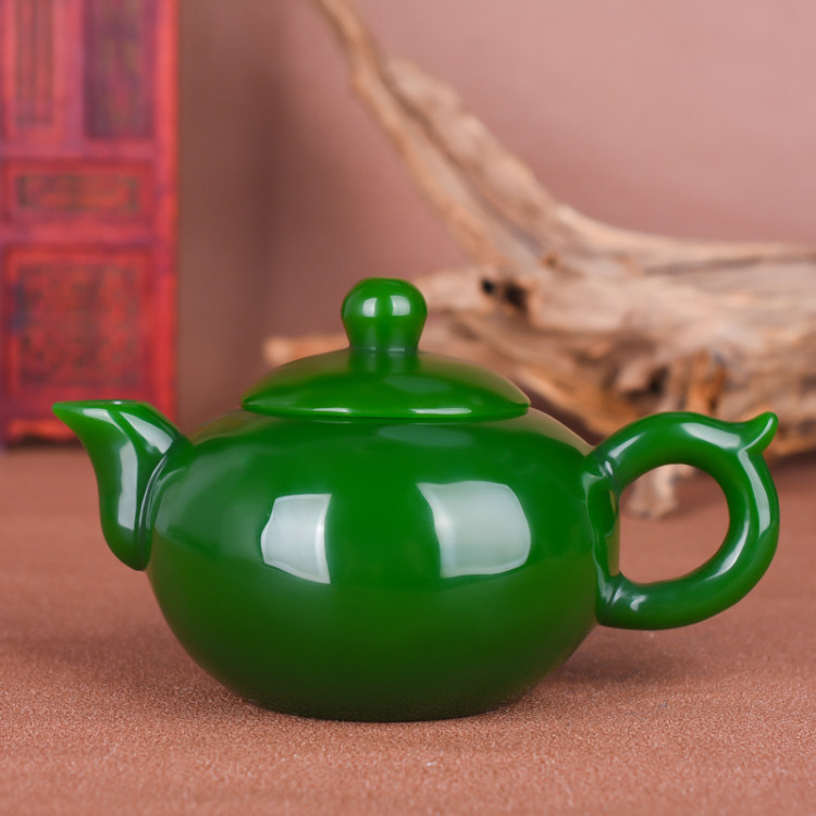 新疆和田玉茶壶酒壶和田碧玉茶具把把壶酒壶酒具玉石摆件