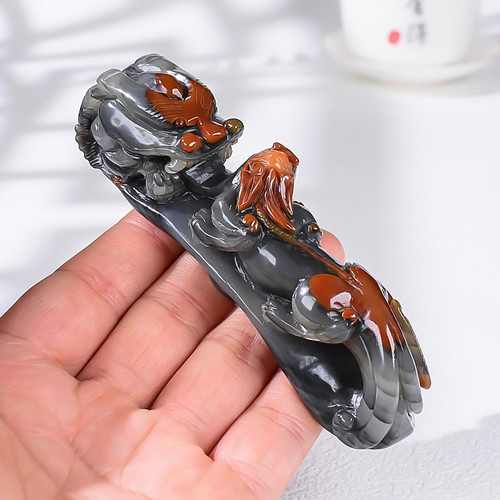 天然正品黄龙玉貔貅如意小摆件