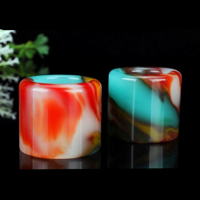 天然新疆和田玉彩玉扳指