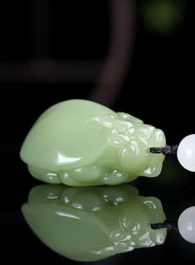 天然和田玉籽料招财龙龟手把件