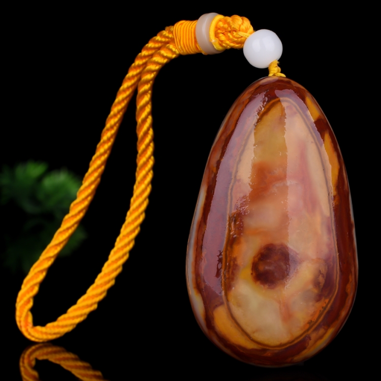 新疆和田玉白玉籽料原石手把件天然玉石真皮挂件带红皮把玩件