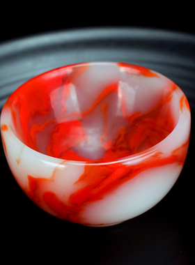 新疆和田玉彩玉酒杯茶具摆件