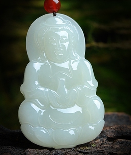 正品 玉坠挂件项链平安牌观音菩萨 和田玉白玉观音吊坠天然玉石男款