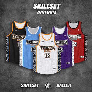SKILLSET美式篮球服套装圆领窄肩速干数码印团队定制比赛队服球衣