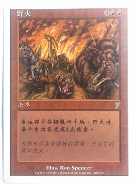 万智牌 野火 第七版 红色 红色 金 金牌 简中 实拍 上海文波 MTG