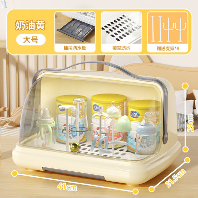 奶瓶沥水架家用翻盖晾干架子收纳箱沥干置物支架防尘收纳盒餐具盒