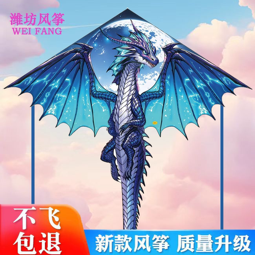龙形风筝儿童微风易飞2024年新款纸鸢潍坊小孩专用迷你品牌小凤争
