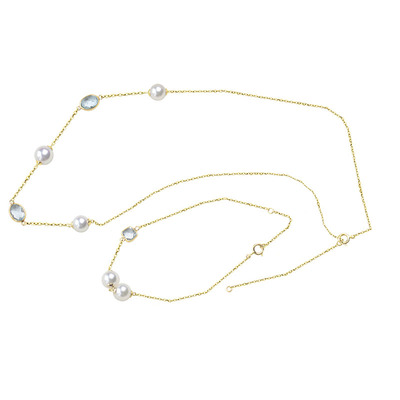 托帕石k金路路通珍珠项链