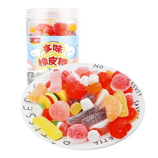 汇福园橡皮糖酸砂涂油水果味灌装混搭软糖年货休闲解馋小零食