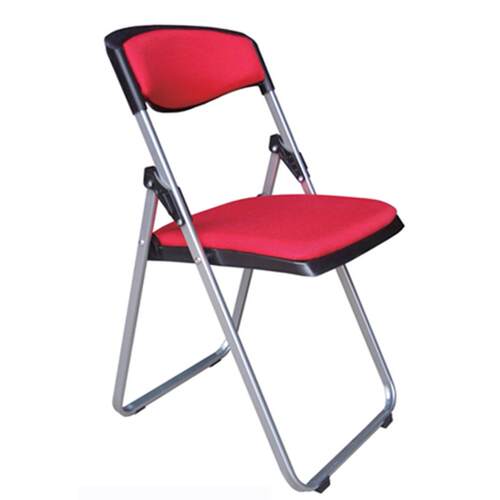 捭阖红色毛麻经典软垫可折叠椅培训办公会议培训接待椅安吉椅