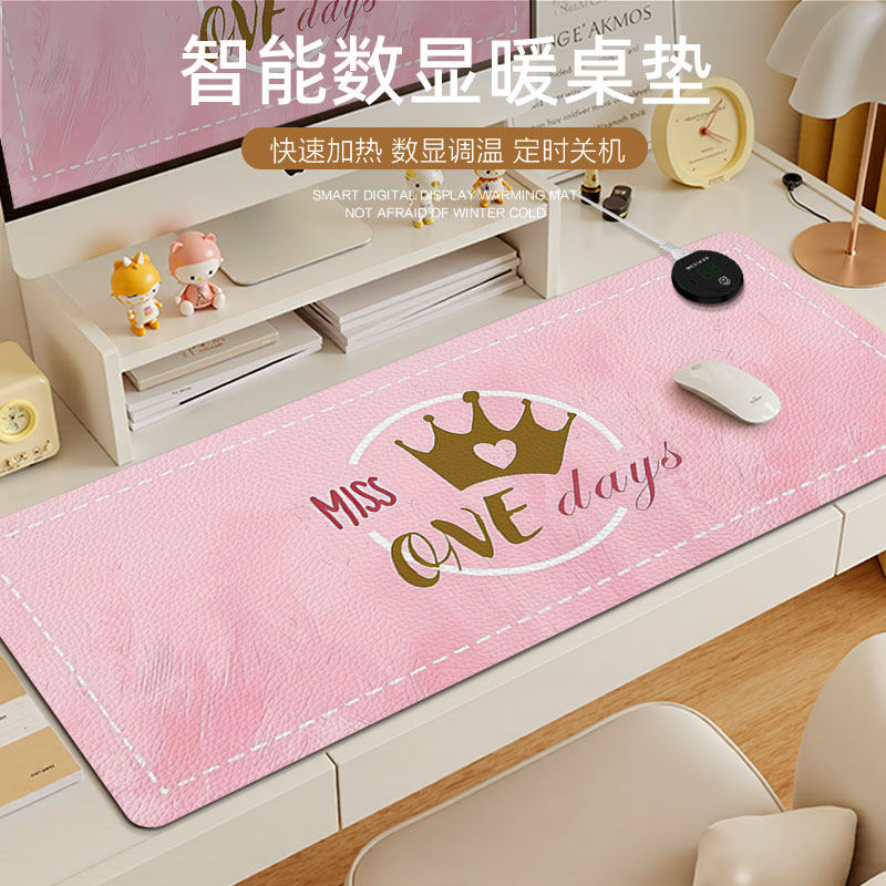 蝴蝶结加热鼠标垫暖手桌垫超大号定制冬季办公室暖手桌垫防水耐脏