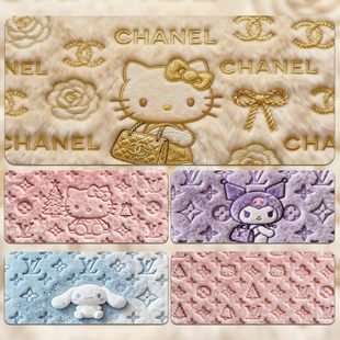 毛绒凯蒂猫鼠标垫超大可爱卡通宿舍电脑桌工位办公桌防滑可定制