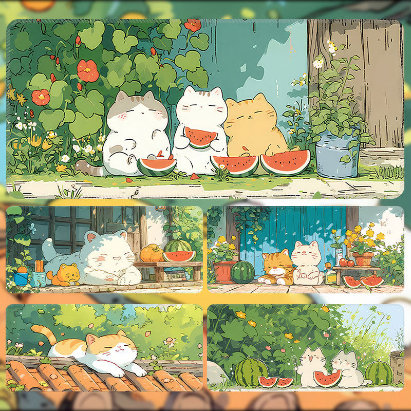 可爱猫咪女生卡通创意定制鼠标垫