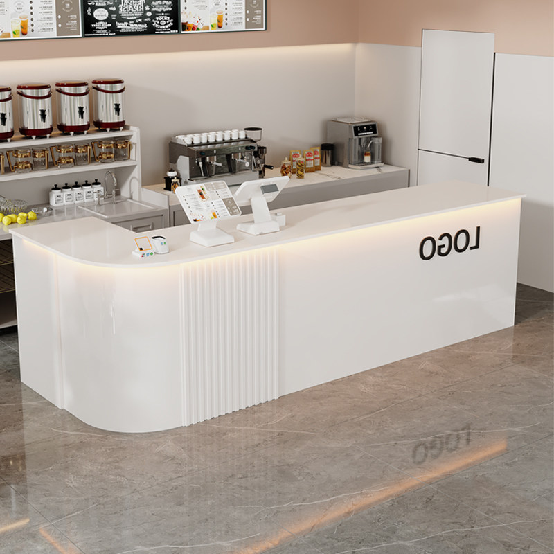 奶茶店吧台收银柜台轻奢高级感店铺小型前台接待台超市便利店柜台