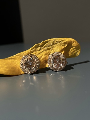 眼泪与圣徒黄打屁锆石ins风耳钉