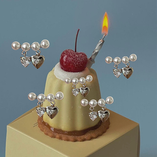 三行情书 银色版黄打屁精致珍珠爱心仙闪钻小众设计925耳钉蚊香盘