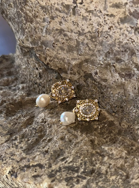 永恒之城 黄打屁原创设计小众甜美复古法式精致闪仙925银耳钉耳夹