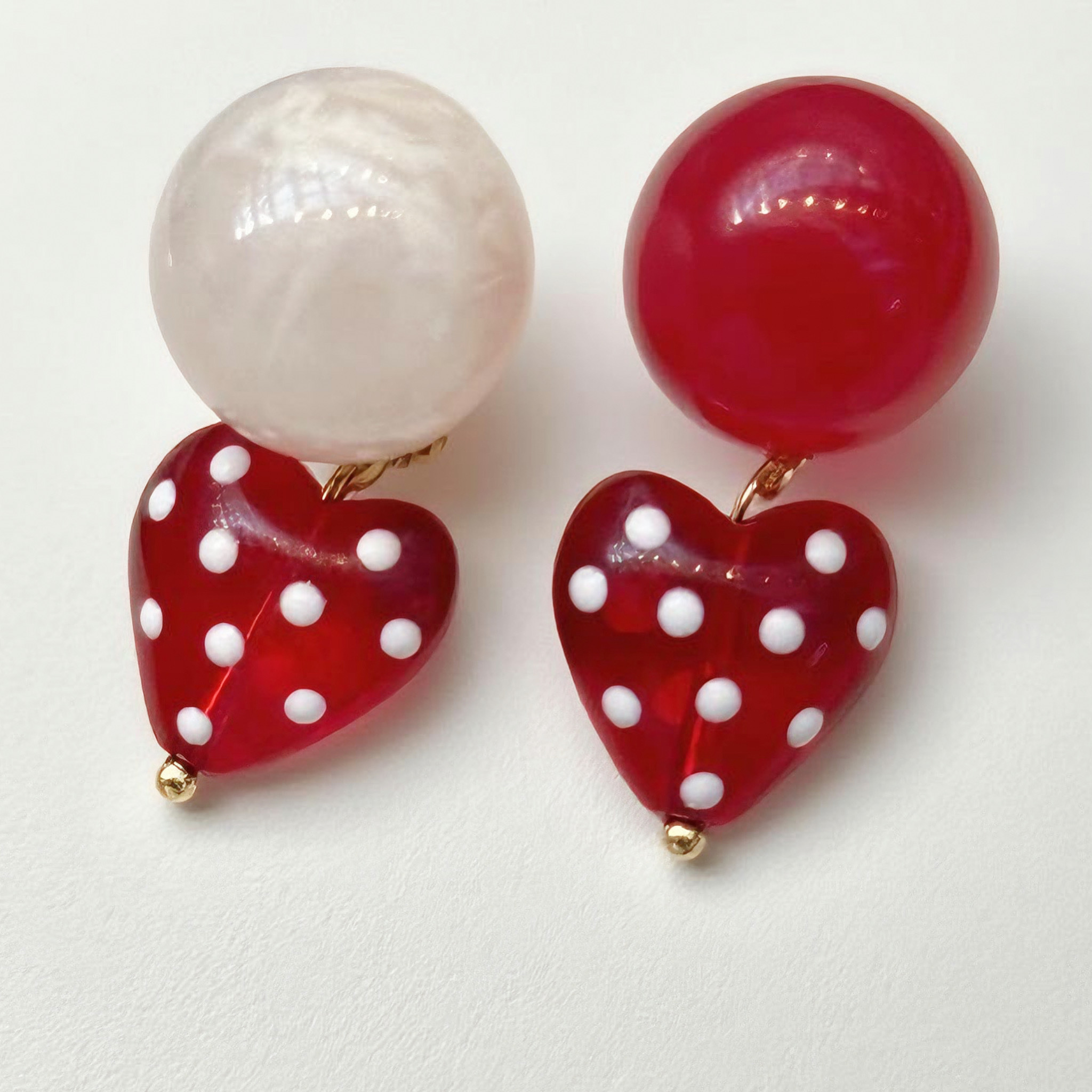 桃子和糖 黄打屁原创设计复古小众红琉璃仙甜百搭七夕925耳钉耳夹