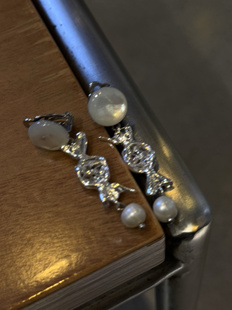 锡纸糖果 黄打屁原创设计珍珠贝母亮银色闪甜质感百搭925耳钉耳夹