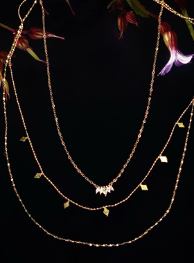 寓言 黄打屁复古镂空质感叠戴闪小众轻奢高级感多层钛钢项链组合