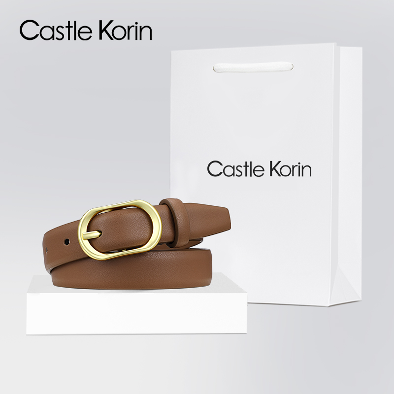 Castle Korin皮带女士真牛皮针扣新款配牛仔裤腰带时尚百搭奢饰品