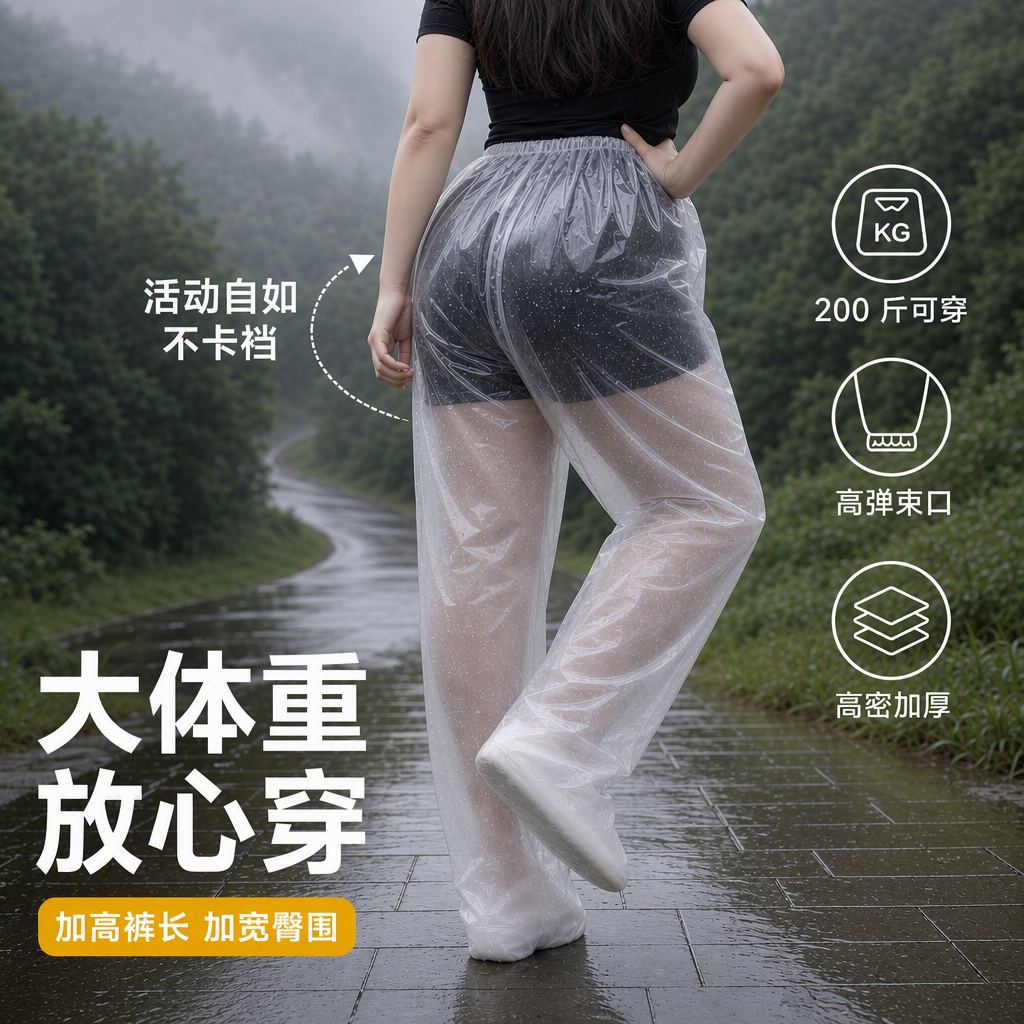 一次性加大包脚防水耐磨女雨裤图片