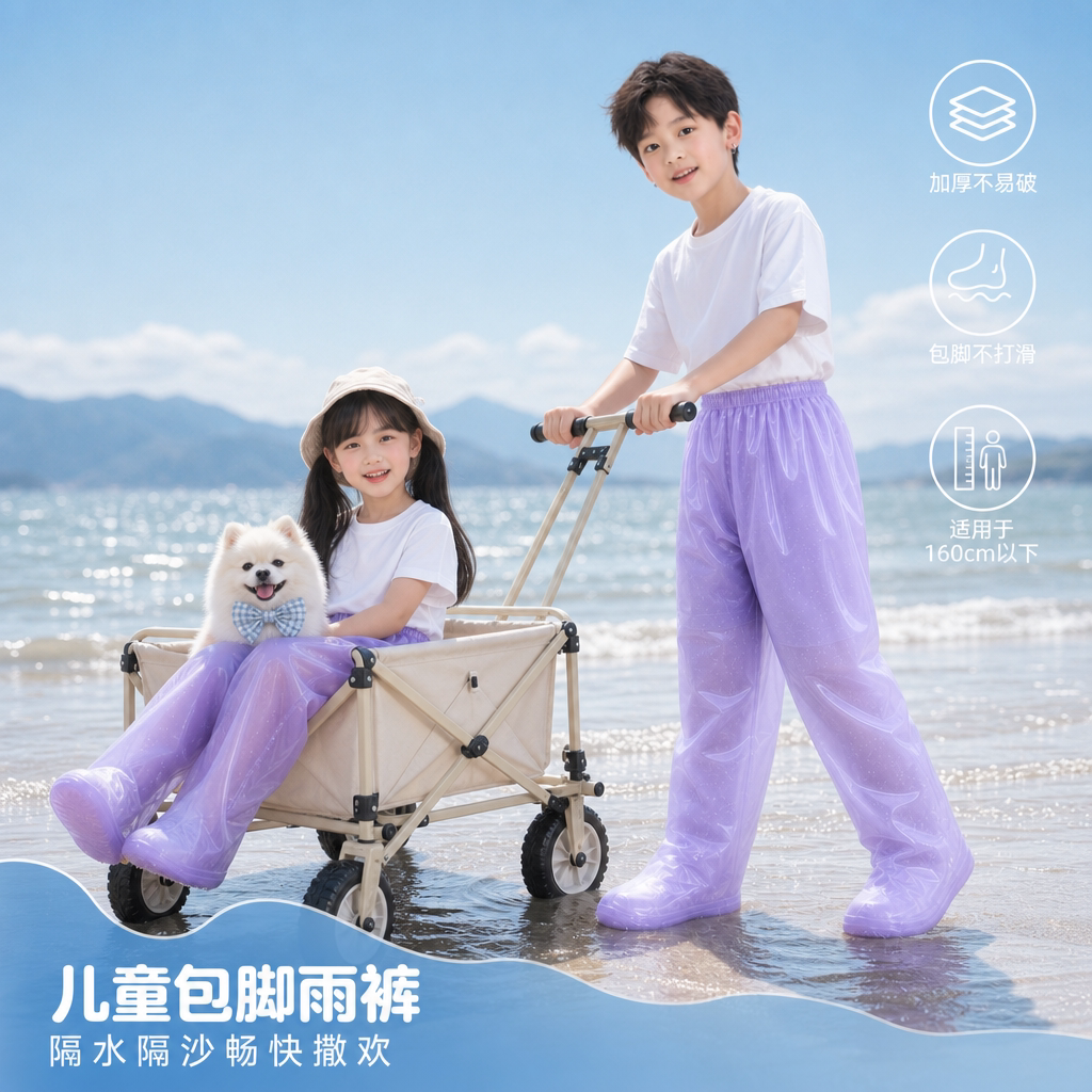 儿童一次性包脚雨裤防水加厚图片