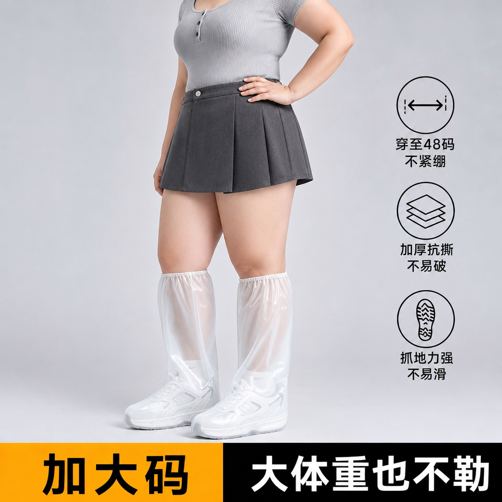 加大码女士一次性高筒雨鞋套防暴图片