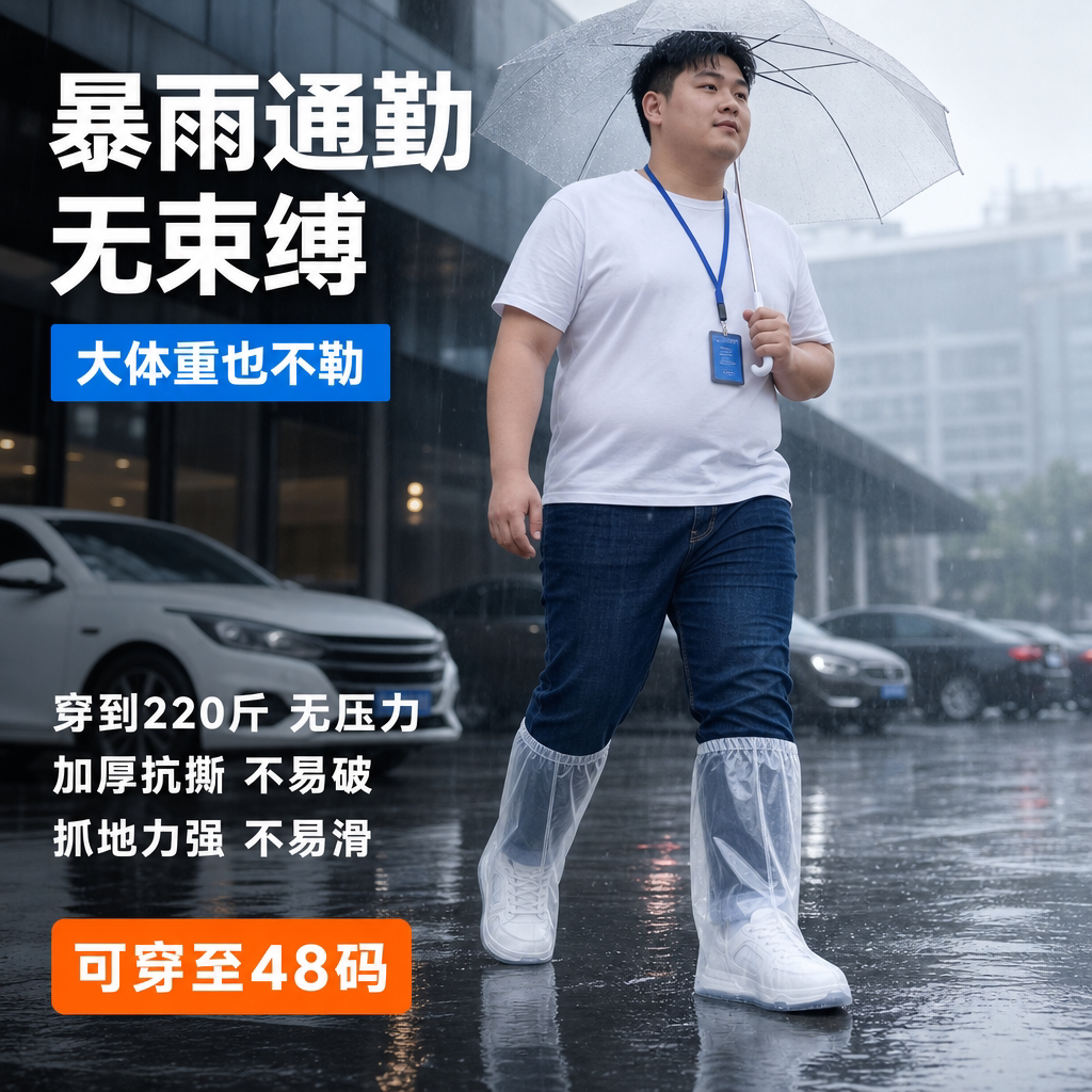 防暴雨男士特大码加大专用雨鞋套防滑一次性防水加厚耐磨成人高筒