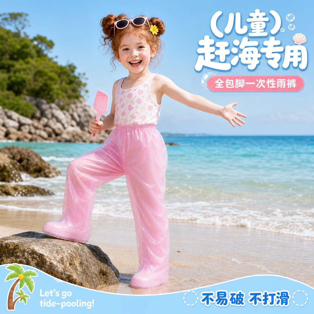 儿童一次性包脚雨裤防水加厚图片