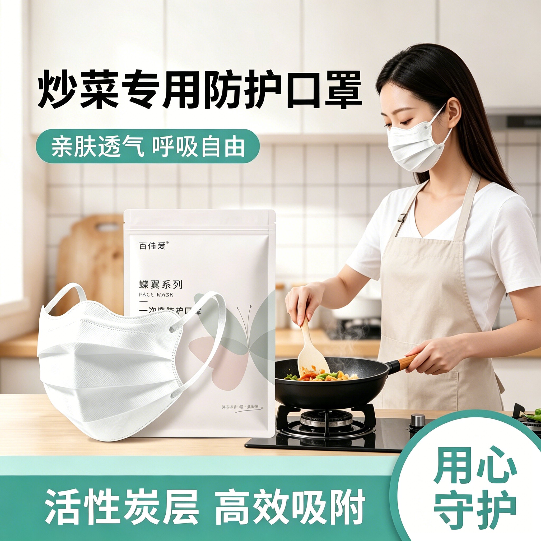 炒菜防油烟口罩厨房专用炒菜做饭餐饮厨师防二手烟防异味加厚透气