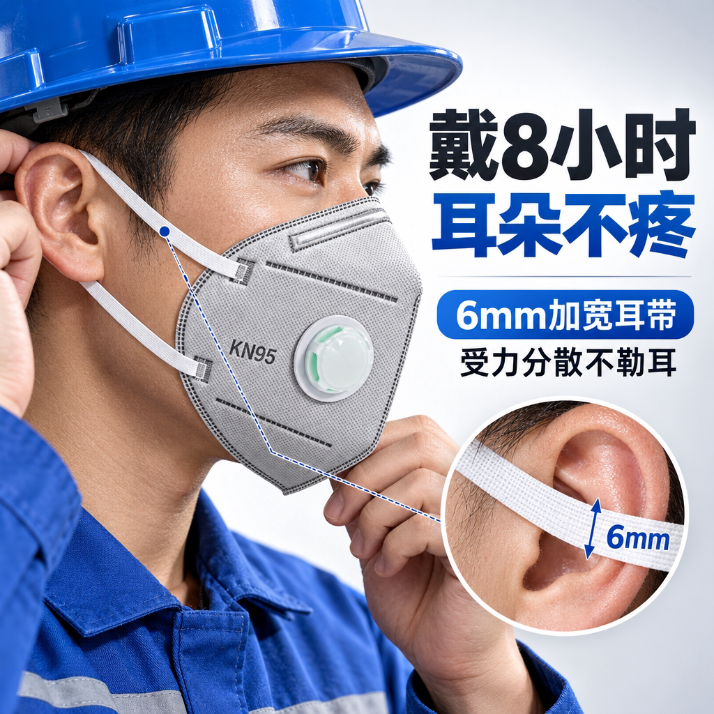 口罩n95防工业粉尘不勒耳朵带呼吸阀独立七层活性炭过滤防护雾霾