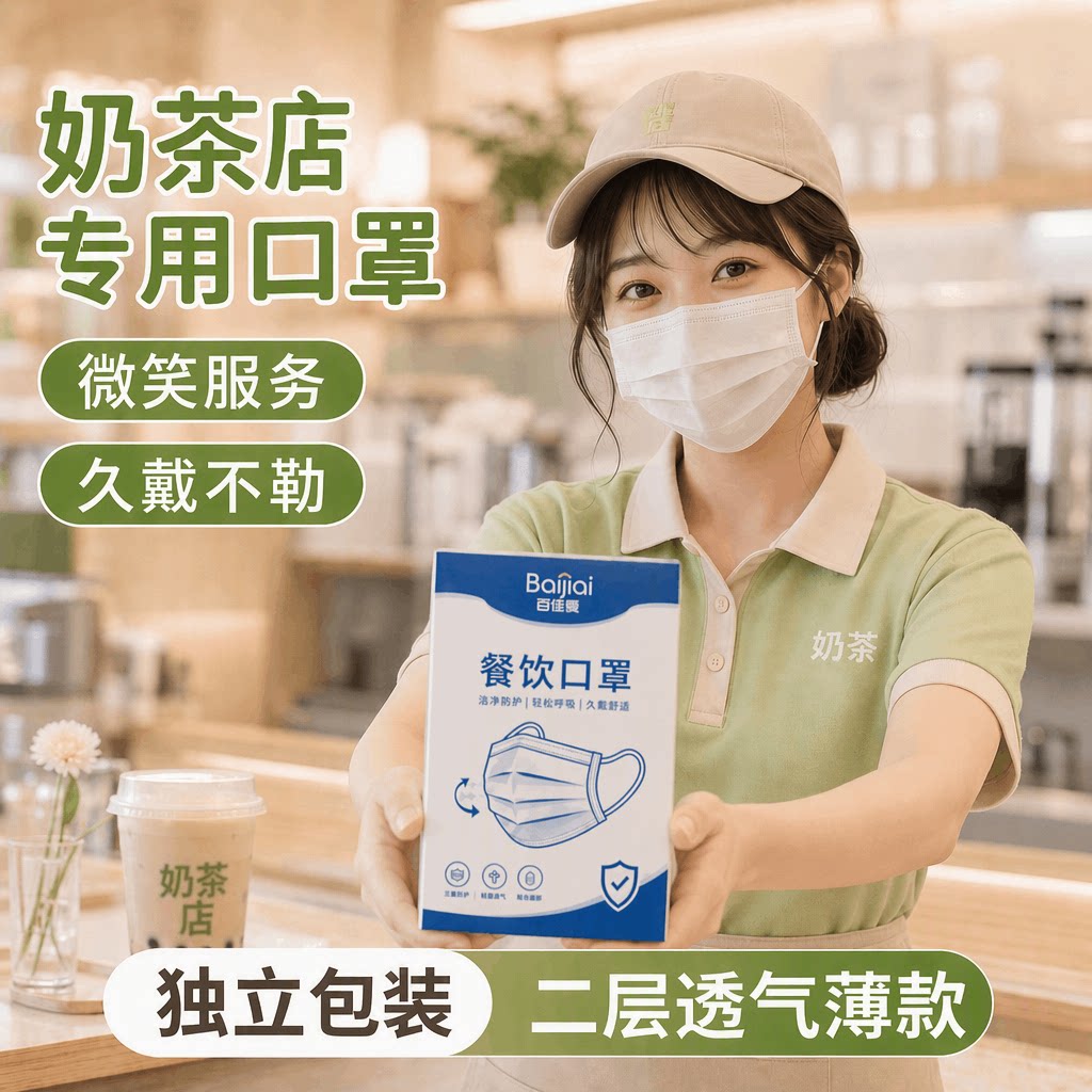 奶茶店口罩一次性餐饮专用薄款透图片