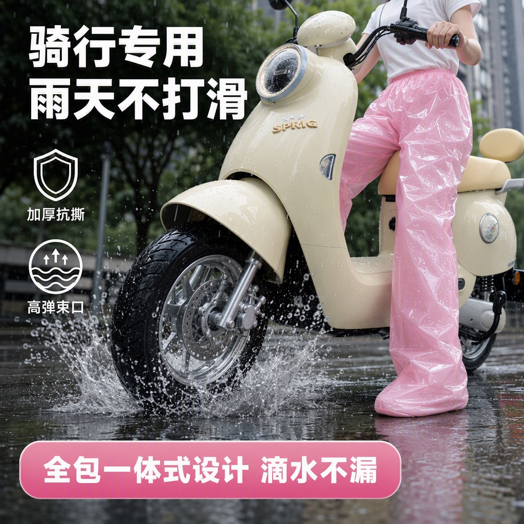 暴雨骑行一次性包脚加厚雨裤图片