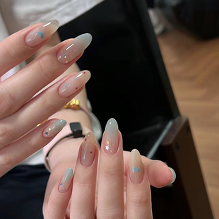 穿戴甲中长款高级感2024新款美甲黄黑皮显白纯手工成品假指甲贴片