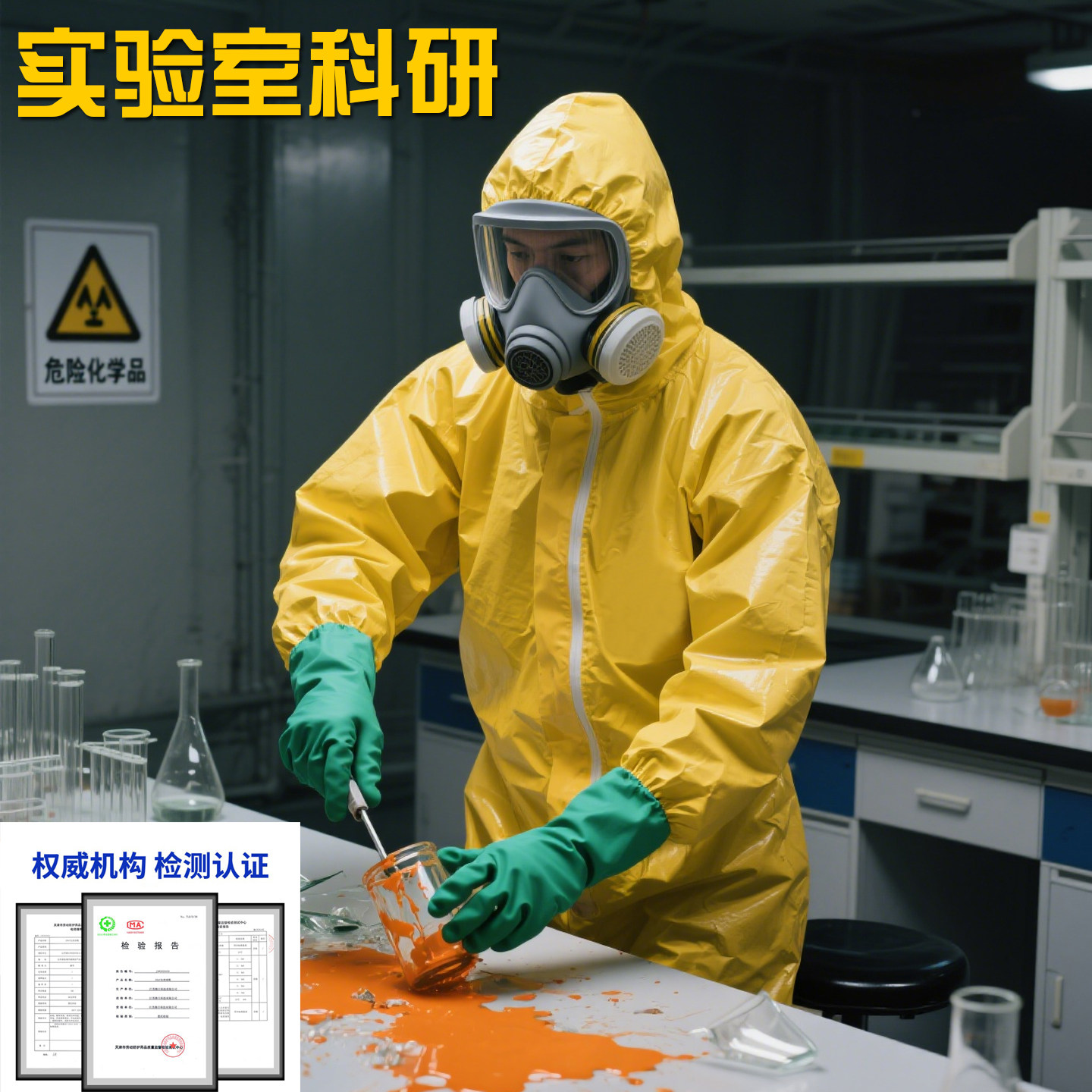防化服耐酸碱硫酸化学防护服危化品轻型生化实验工作服腐蚀防酸
