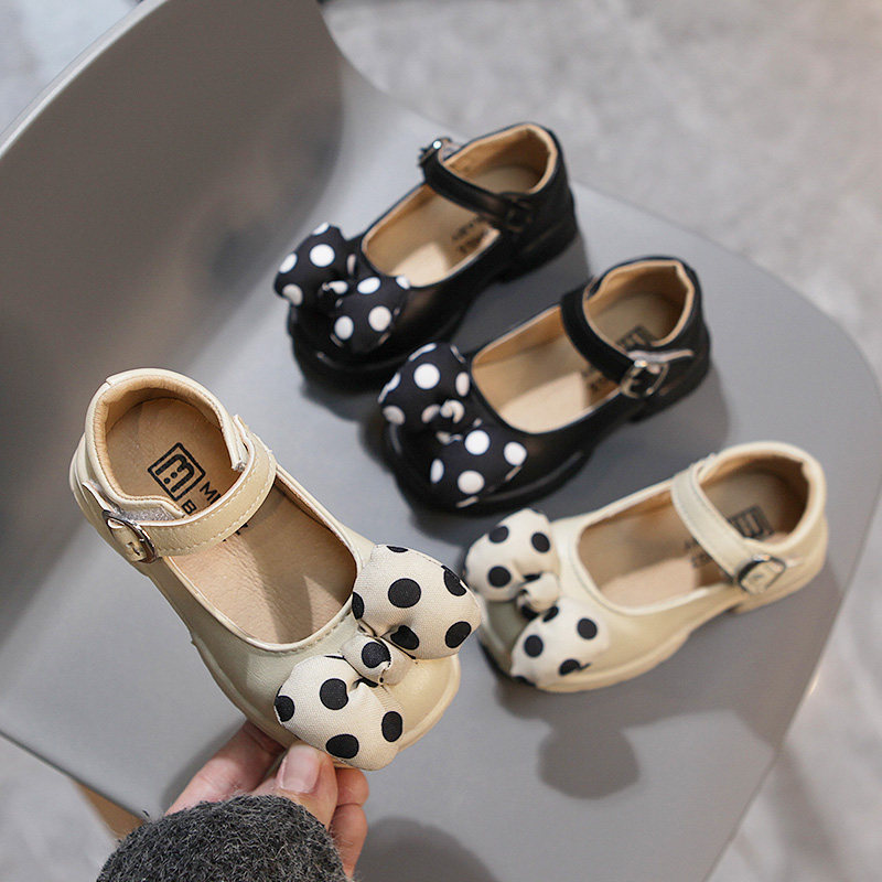 时尚波点蝴蝶结软底防滑单鞋