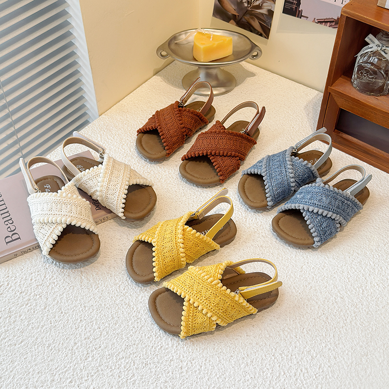 女童凉鞋夏款编织儿童公主鞋