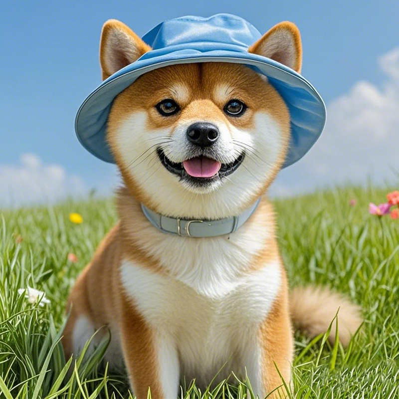 宠物柴犬帽子狗狗猫咪渔夫帽露耳朵遮阳帽柯基比熊可爱夏季太阳帽