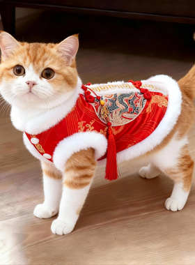 猫咪新年喜庆唐装冬天保暖刺绣德文布偶英短金渐层防掉毛过年衣服