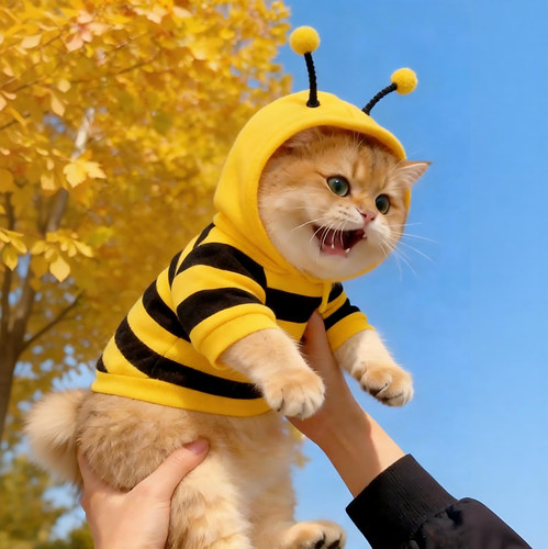 猫咪衣服春秋季蜜蜂卫衣宠物连帽