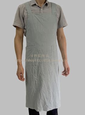 纯色西式餐厅厨师男女厨房家用挂脖系带工作围裙全身AQ（四季款）