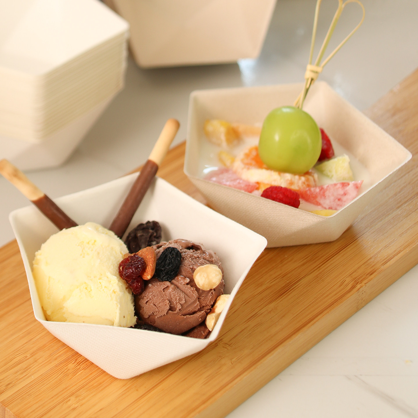 甘蔗纸浆水果慕斯蛋糕小吃杯五角冰淇淋降解一次性纸杯纸碗,餐饮具,可降解餐具/环保餐具,淘宝优惠券,粉丝福利购,淘宝优惠卷