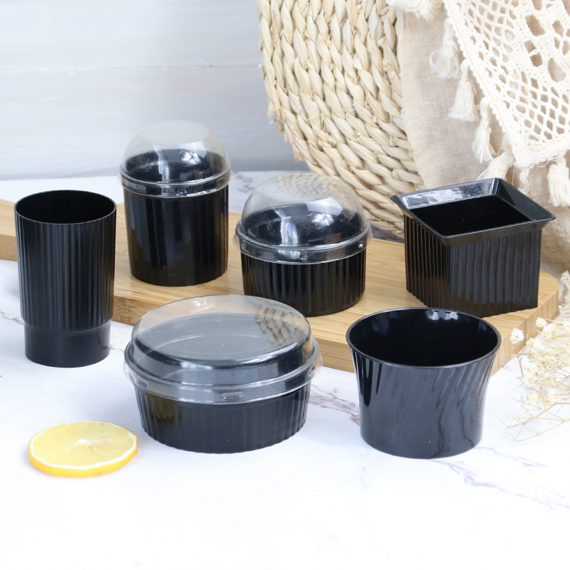 网红条纹慕斯水果一次性蛋糕杯