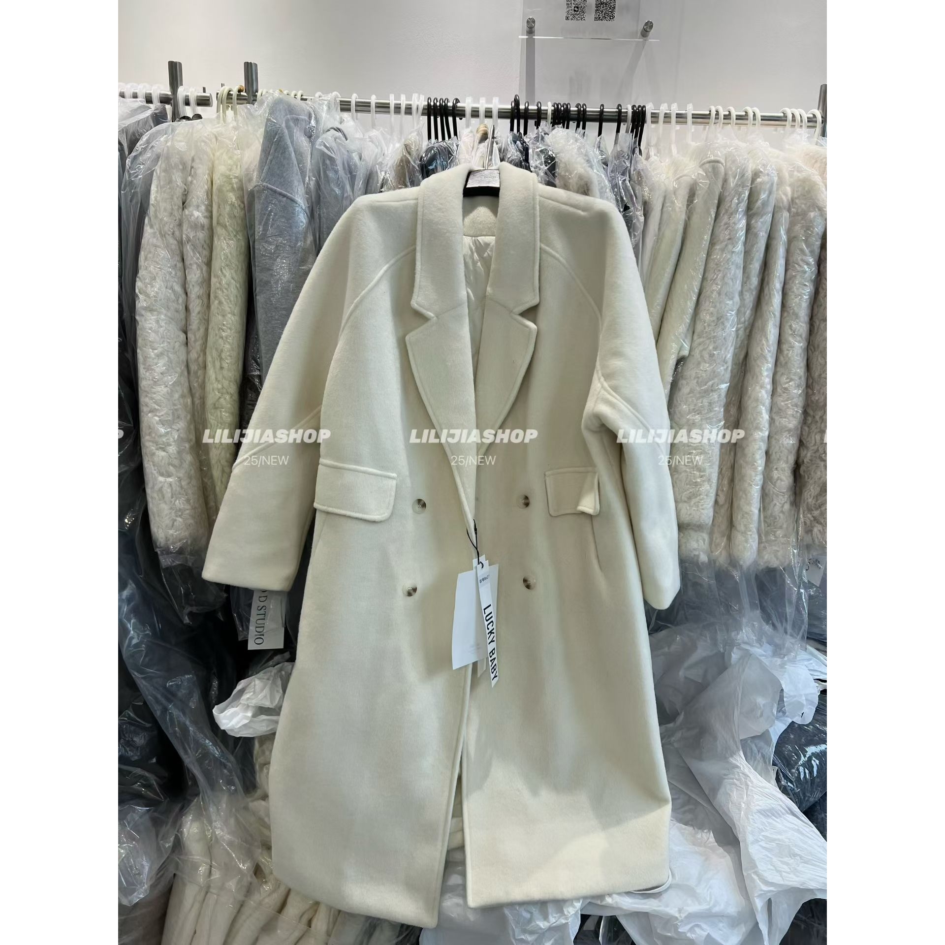 2025秋冬新款韩版时尚百搭宽松显瘦毛呢大衣女中长款加棉加厚外套