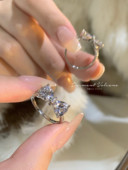 「少女圆舞曲」法式 高级感白色蝴蝶结锆石戒指精致百搭公主气质